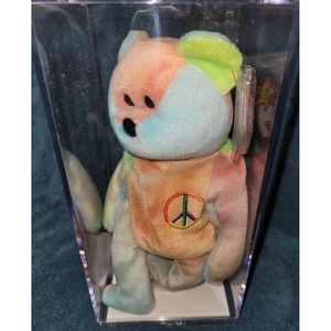 Ty | Toys | Rare Ty Beanie Peace Bear 998 Super Rare Authenticated 1996